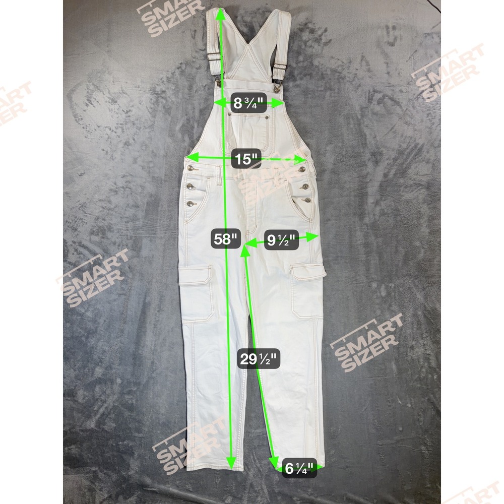 American Eagle 90s Boyfriend Denim Overalls Women's Size S White Stretch - Picture 9 of 10